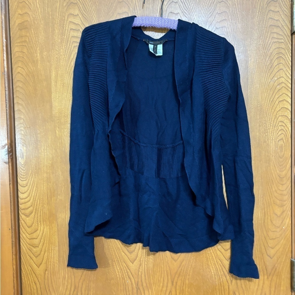 BCBGMAXAZRIA Silk & Cotton Navy Blue Cardigan Sweater XS